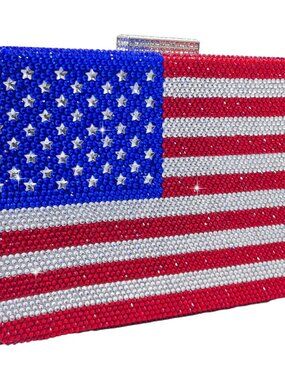 Mini The American National Flag Crystal Clutch Purse for Women Evening Bags Part